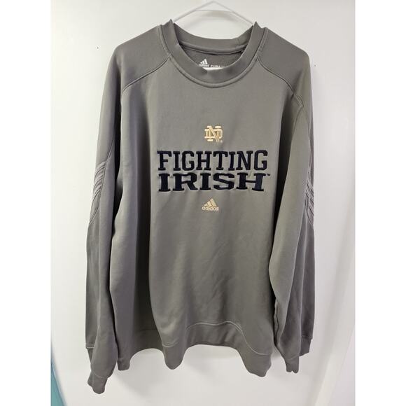 NOTRE DAME FIGHTING IRISH ADIDAS CLIMAWARM LONG SLEEVE SWEATSHIRT SIZE 2XL NCAA - Picture 1 of 8